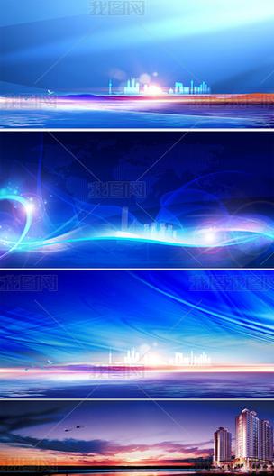 蓝色星空电子科技商务海报banner背景